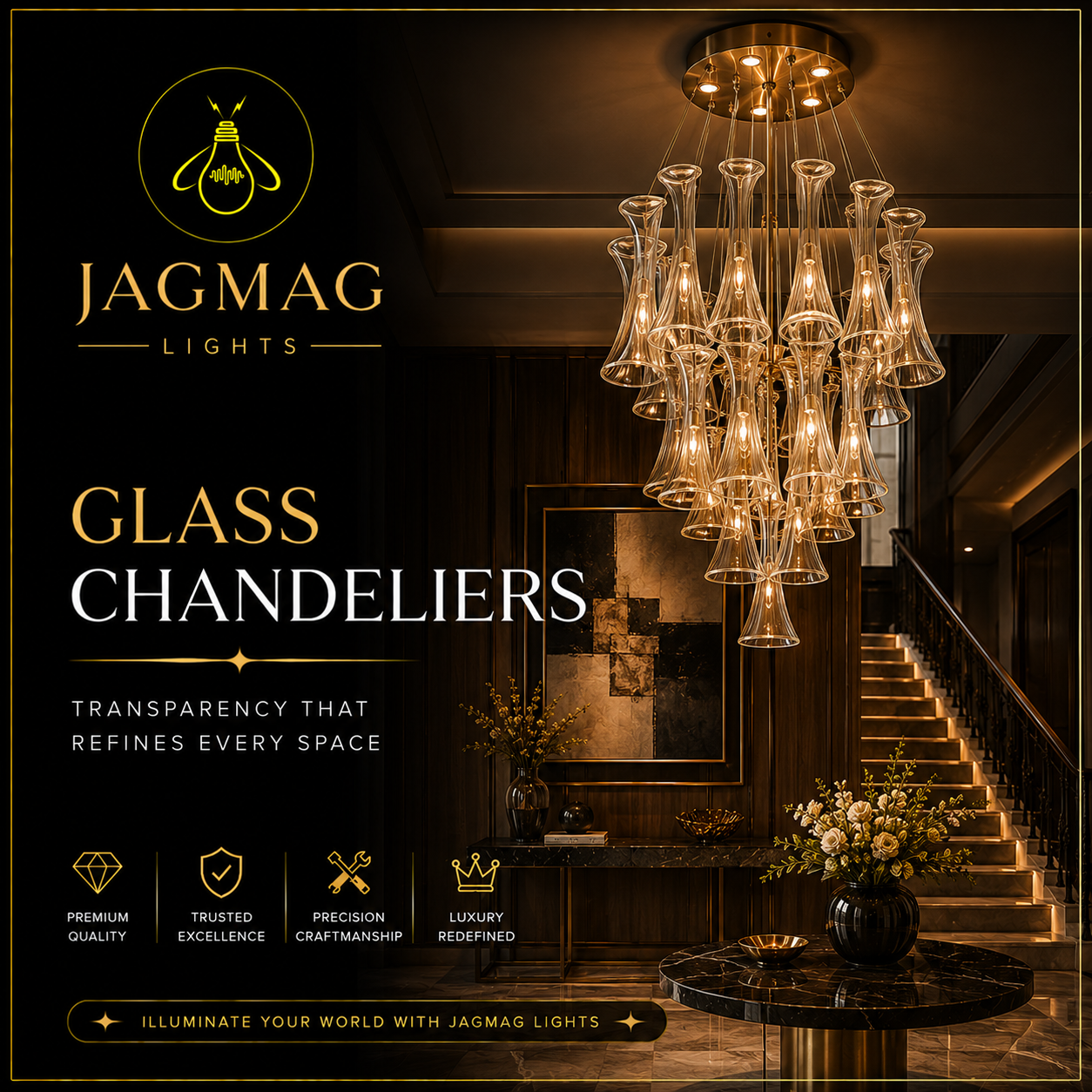 Glass chandeliers — Jagmag Lights interior