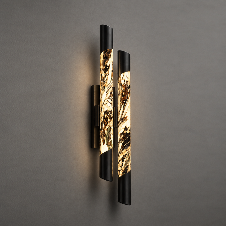 Black Alabaster Double Tube Wall Light 550 mm | Jagmag Lights
