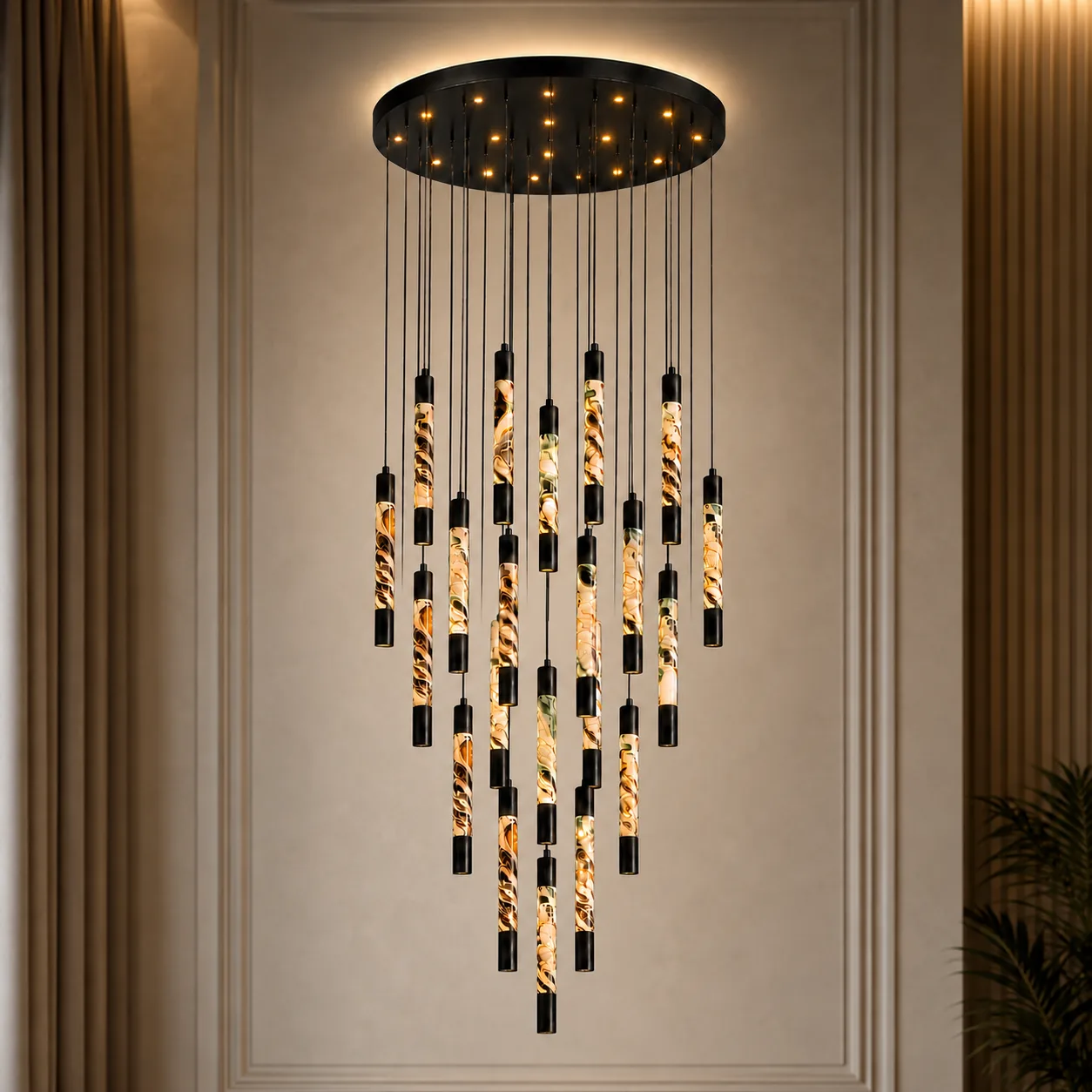 Round Alabaster Cascade Chandelier – 22-Light | Jagmag Lights