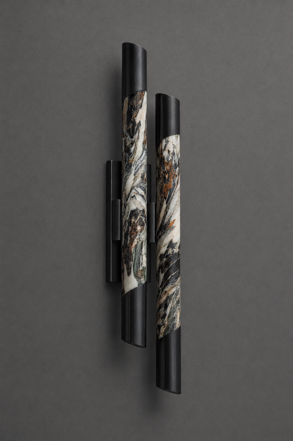 Black Alabaster Double Tube Wall Light 550 mm | Jagmag Lights 2 Black Alabaster Double Tube Wall Light 550 mm | Jagmag Lights - Image 2