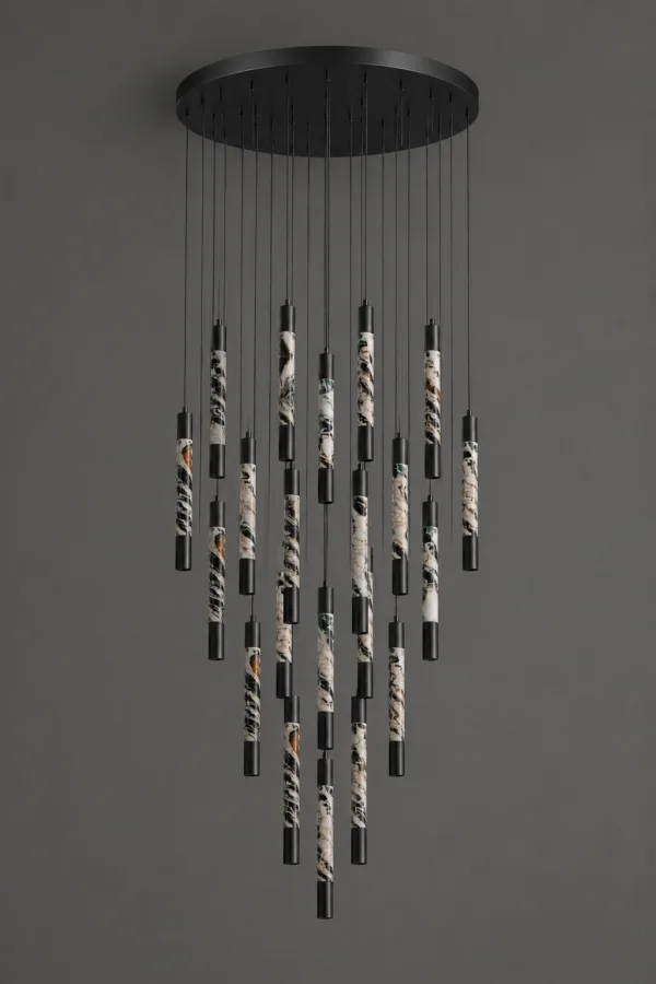 Round Alabaster Cascade Chandelier JML-404 – grey background product shot