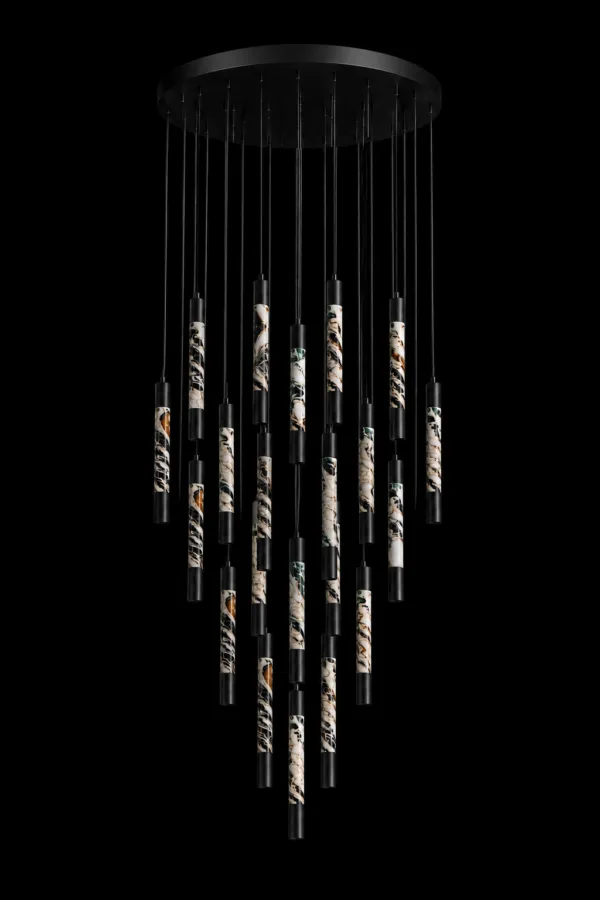 Round Alabaster Cascade Chandelier JML-404 – unlit view
