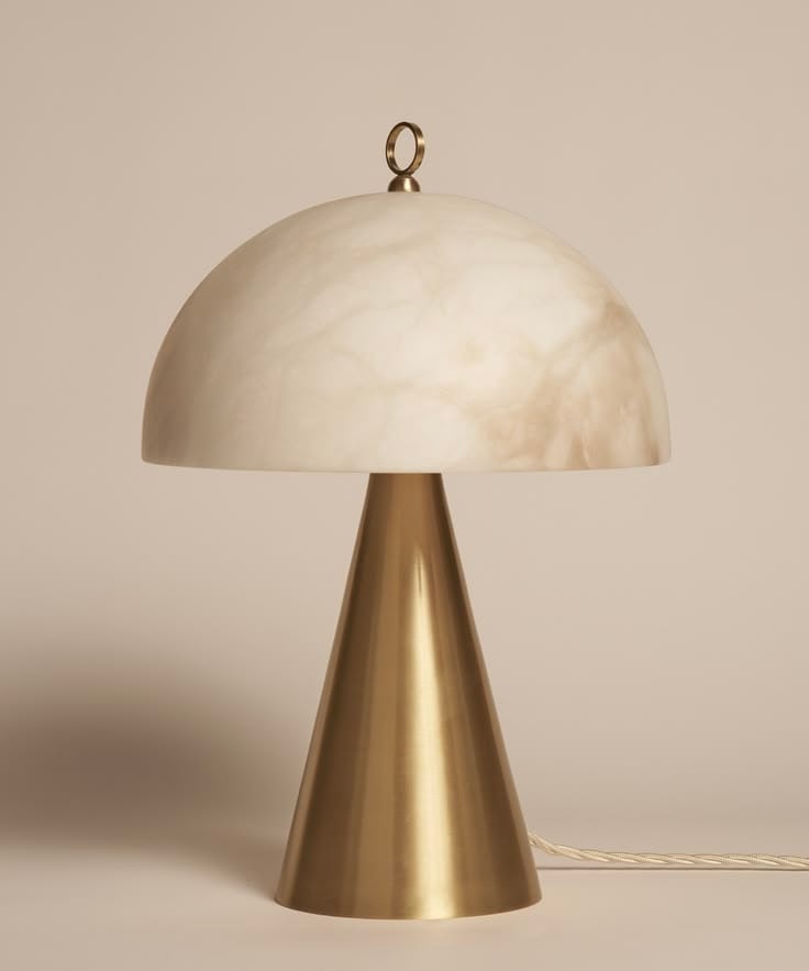 Alabaster dome table lamp with brushed brass cone base – Jagmag Lights