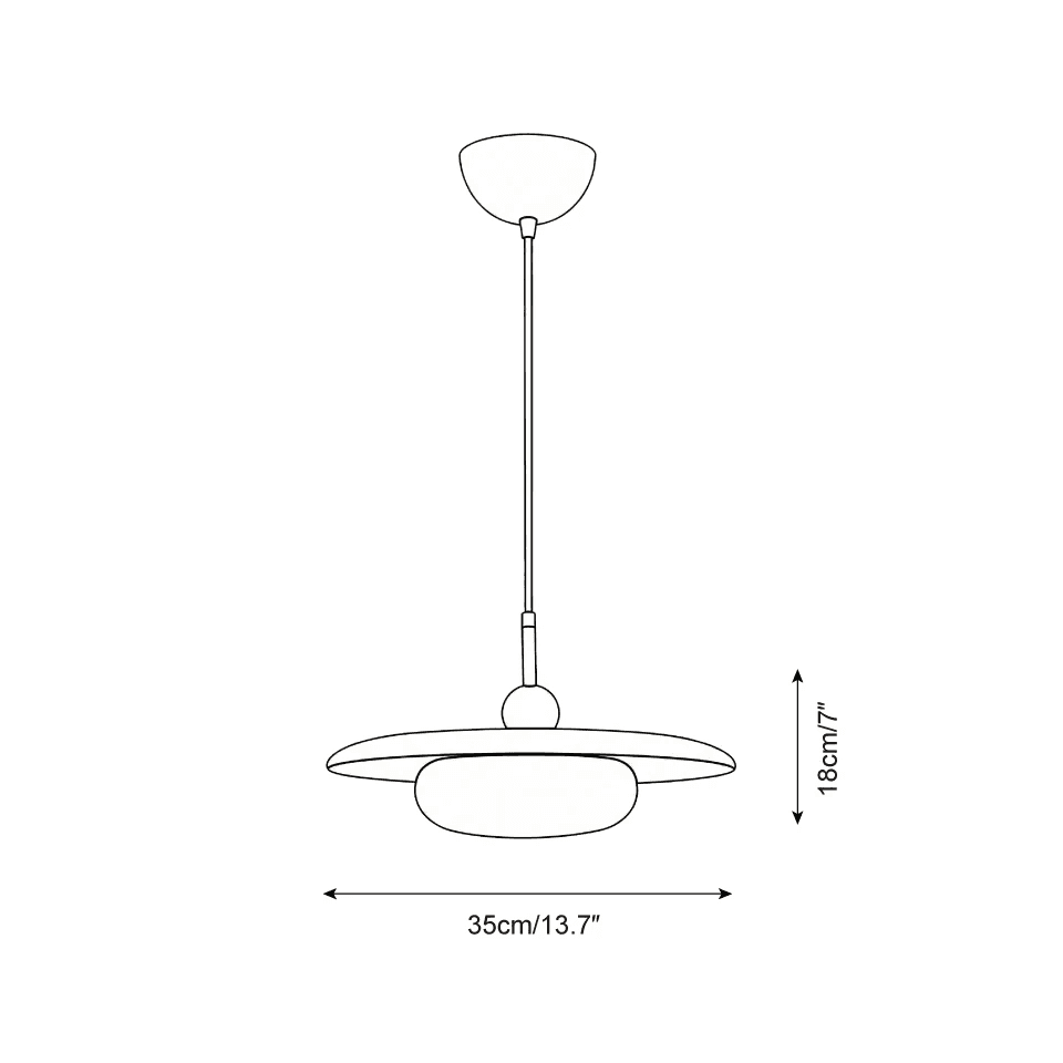 Wood and Alabaster Pendant Light – Teak Disc & Glowing Stone 35 cm | Jagmag Lights 13 Dimension drawing: 35 cm diameter and 18 cm height wood and alabaster pendant – Jagmag Lights