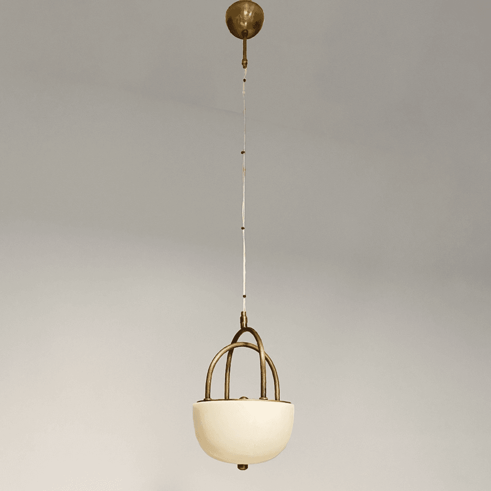 Alabaster Bowl Pendant Light – 18 cm Brass Cradle | Jagmag Lights 5 Full drop of the alabaster bowl pendant light from its round brass ceiling canopy