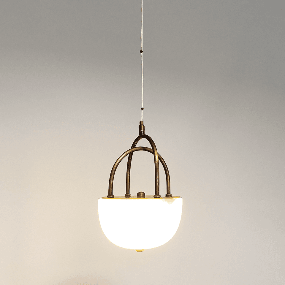 Alabaster Bowl Pendant Light – 18 cm Brass Cradle | Jagmag Lights 3 Alabaster bowl pendant light switched on, warm 3000K glow through the stone bowl
