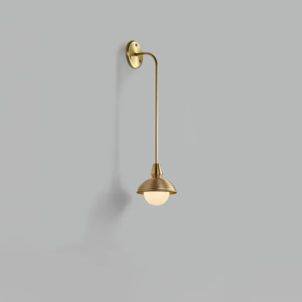 Gooseneck Wall Light – Reeded Dome & Opal Glass Ball, 90 cm | Jagmag Lights — 3D preview