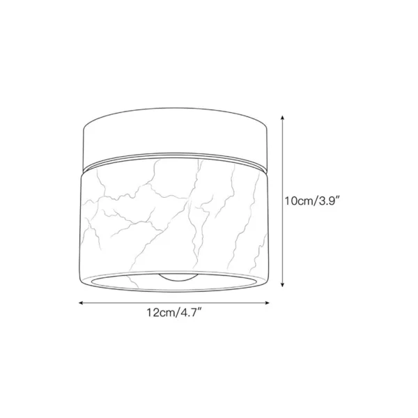 Alabaster cylinder ceiling light dimensions, 12 cm across and 10 cm tall