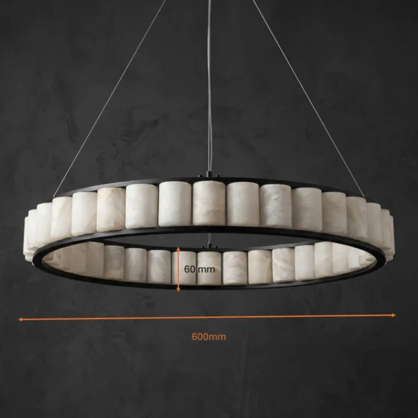 Alabaster cylinder ring chandelier dimensions, 600 mm diameter