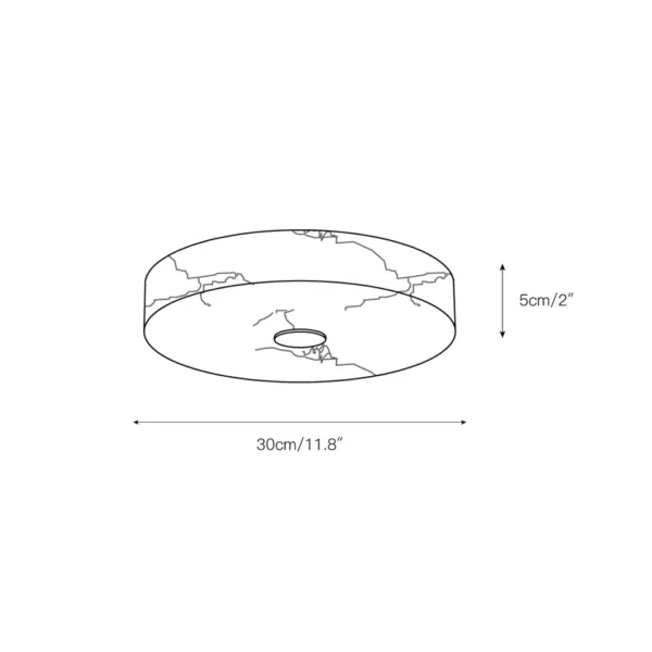 Alabaster disc ceiling light dimensions, 30 cm across and 5 cm deep