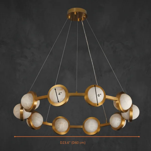 Alabaster disc ring chandelier dimensions, 60 cm diameter