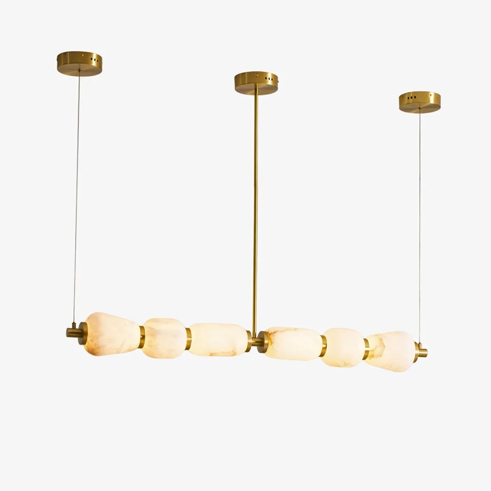 Alabaster Kitchen Island Chandelier 7 Kitchen island chandelier with six alabaster shades and brass fittings