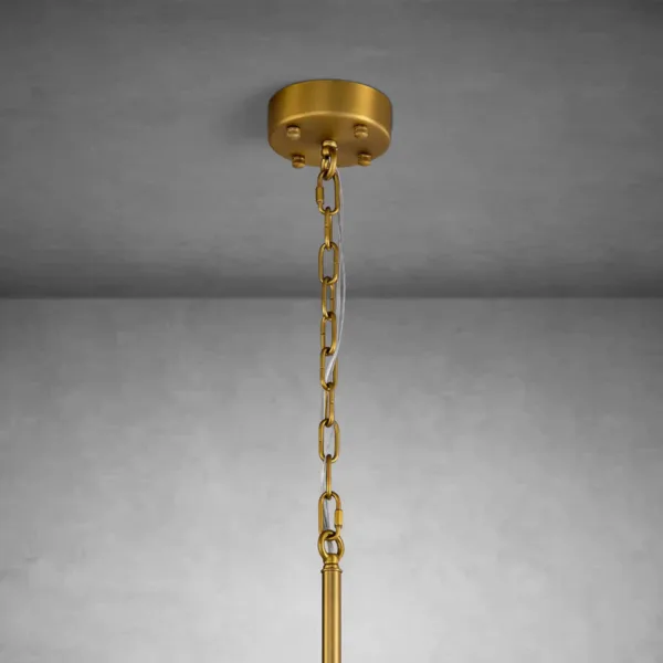 Alabaster tube chandelier brass chain and round canopy