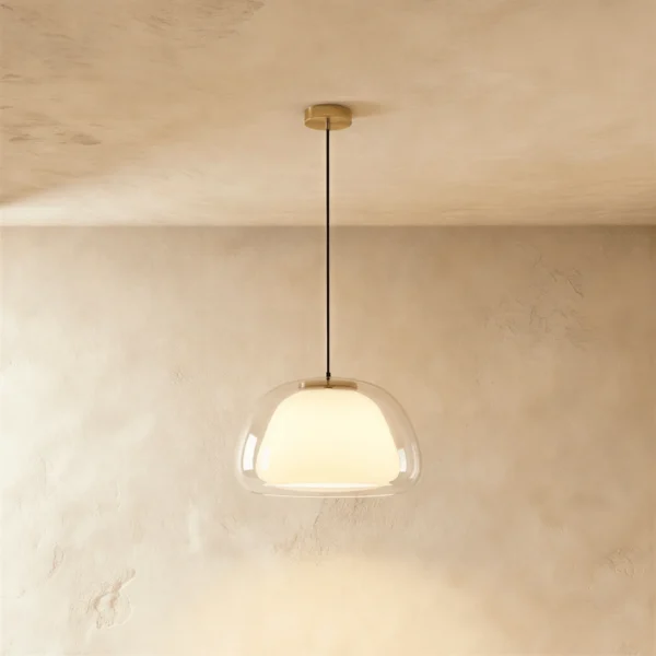 Double Glass Pendant Light – Lomelia 25 cm Dome, Gold Finish — 3D preview