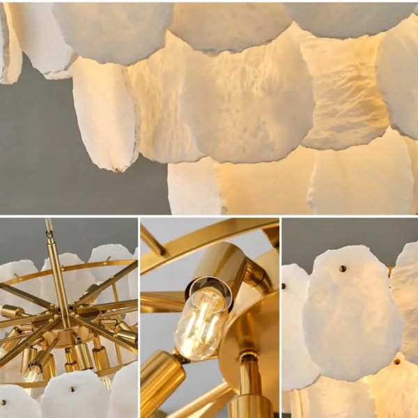 Alabaster slab, brass frame and E14 holder details
