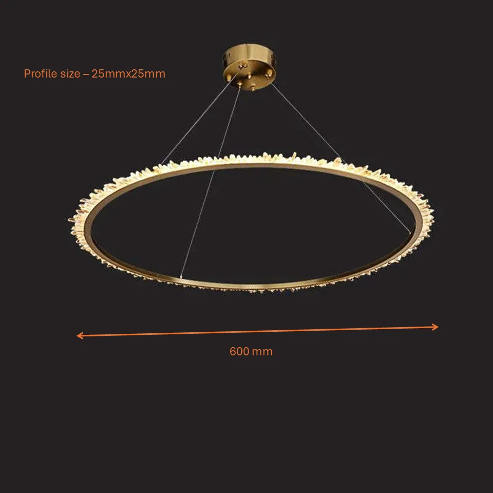 Modern Crystal Ring Chandelier 12 Modern crystal ring chandelier dimensions, 1 ring 600 mm, 25 x 25 mm profile