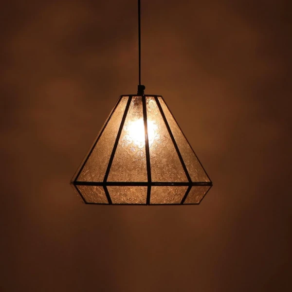 Moroccan Pendant Light – Handcrafted Textured Borosilicate Glass Lantern, 30 cm — 3D preview