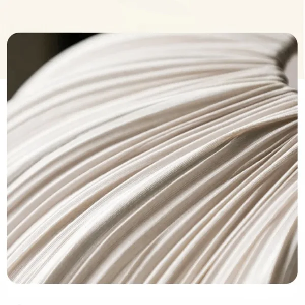 Close-up of the pleated silk fabric of the teardrop pendant light