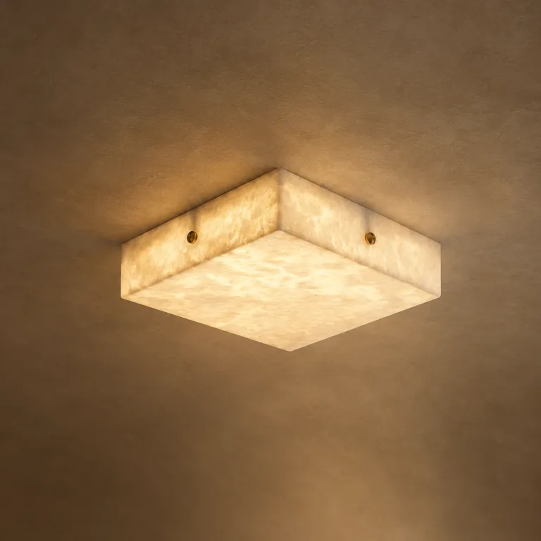 square alabaster ceiling light