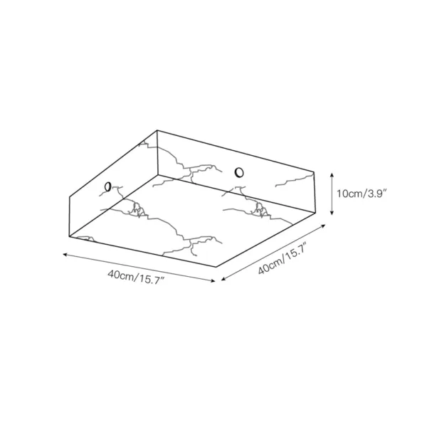 Square alabaster ceiling light dimensions, 40 x 40 cm and 10 cm deep