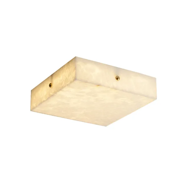 Square alabaster ceiling light on a white background
