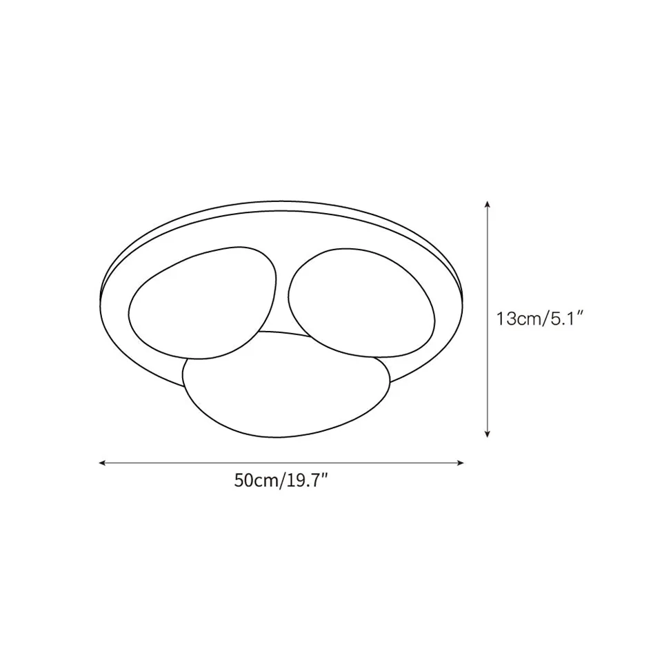 Travertine Ceiling Light – Three Pebble Flush Mount, 50 cm 9 Travertine pebble ceiling light dimensions, 50 cm across and 13 cm deep