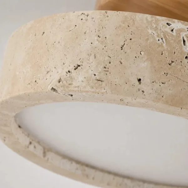 Close-up of the glowing travertine ring from below
