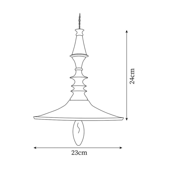 Turned wood pendant light dimensions: 23 cm diameter, 24 cm height
