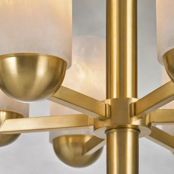Brass hub and two tiers of arms of the alabaster chandelier