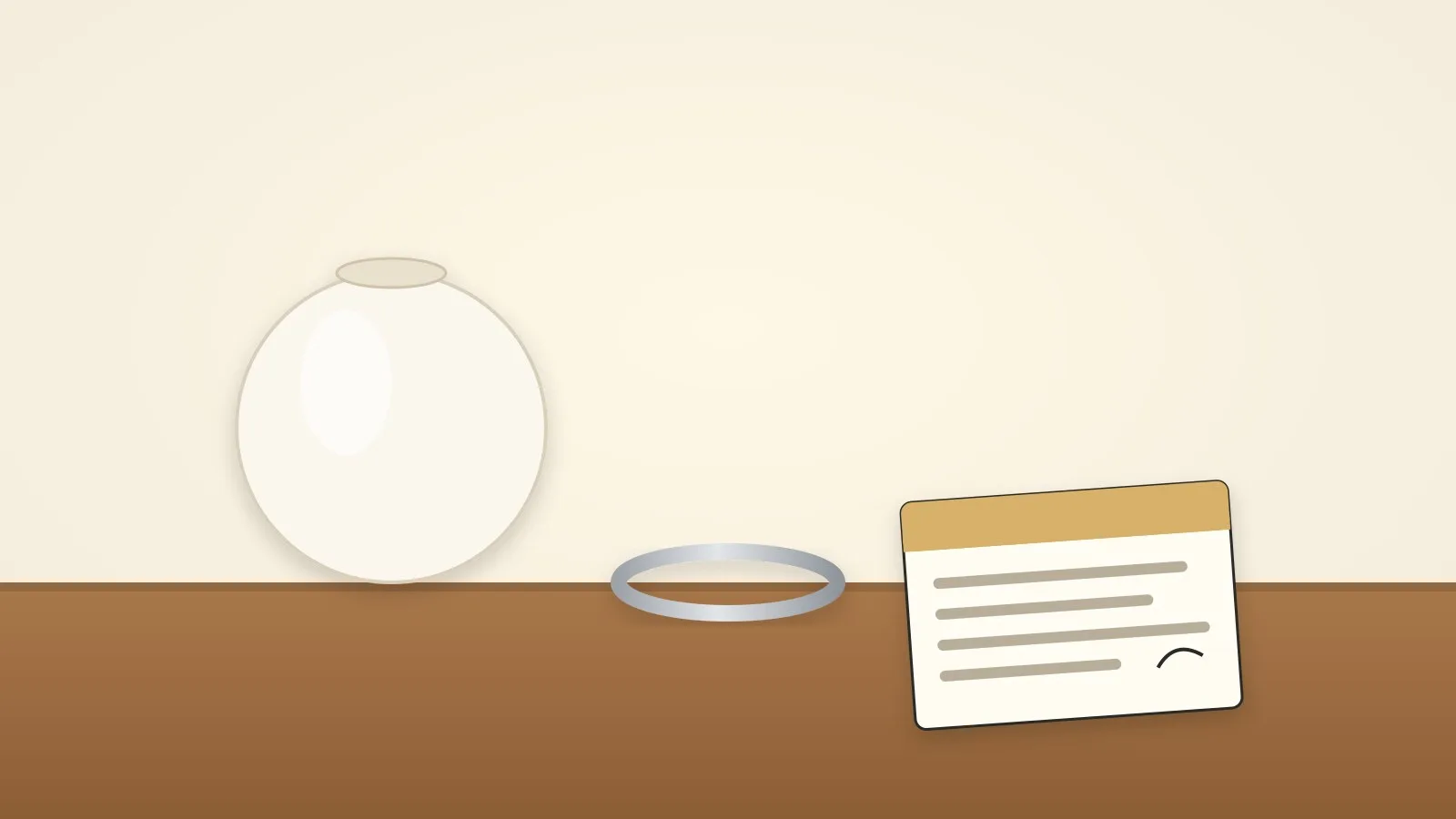 Vocal for local products check: a spare glass globe, a steel spare ring and a written warranty card (illustration)