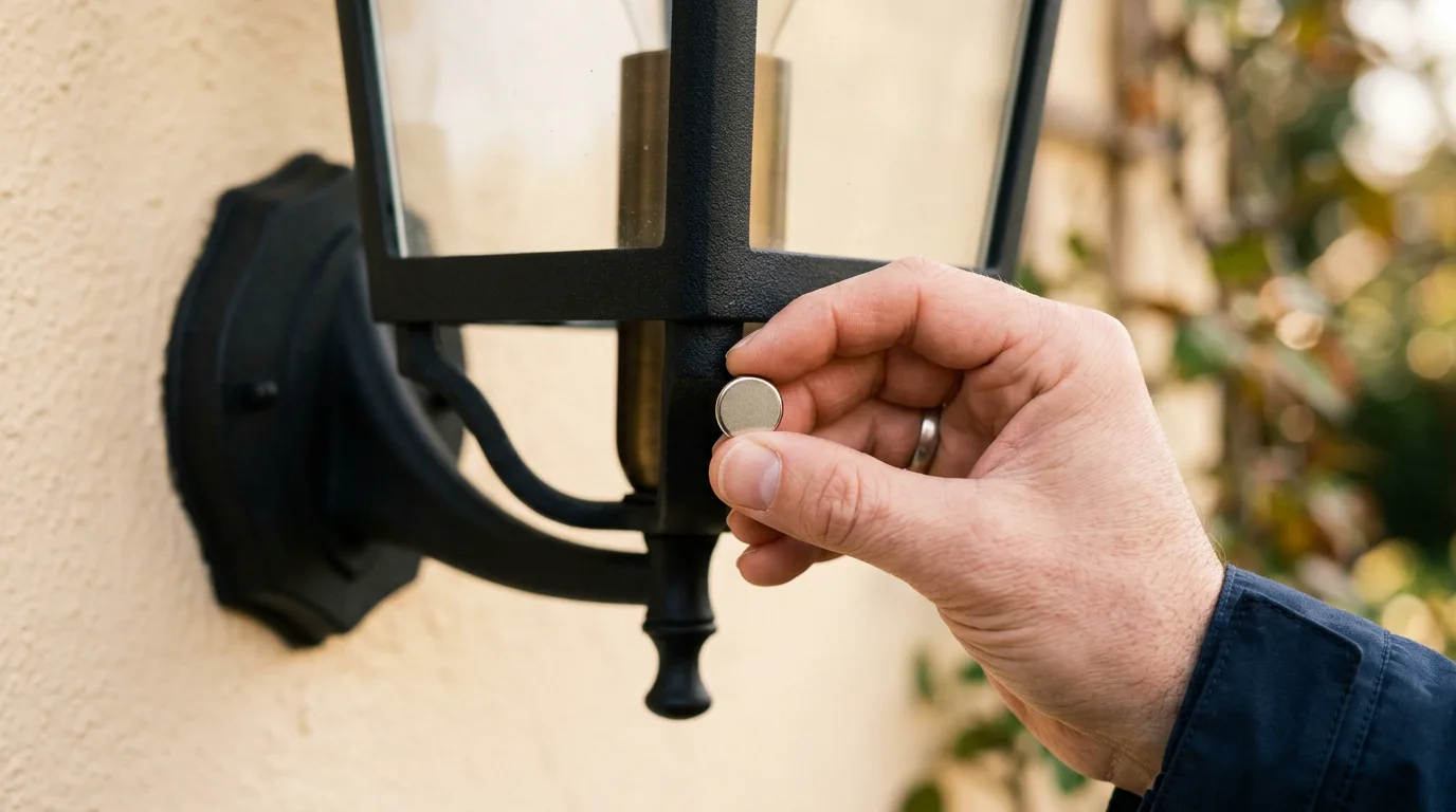 Waterproof Wall Light: Will It Rust in the Monsoon? 2 Magnet test on a waterproof wall light frame to check whether the metal is iron or stainless steel